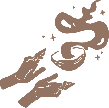 Ilustración de manos ceremoniales con cuenco