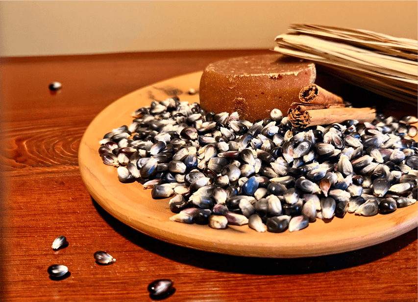 plate of mexican traditional purple corn XAMAN